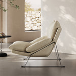 Load image into Gallery viewer, Modern Cream Lounge Chair with Pillow Cushion Metal Frame Accent Chair