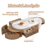 Load image into Gallery viewer, Modern Natural Wood & White Extendable Oval Coffee Table with Stone Top and Hidden