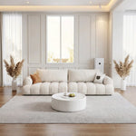 Load image into Gallery viewer, Modern Channel-Tufted Snow Velvet Sofa with Latex Cushioning