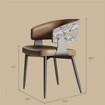 Load image into Gallery viewer, Set of 2 Modern Artistic Dining Chair Upholstered Seat Sculptural Textured Backrest Metal Frame Accent Chair