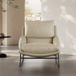 Load image into Gallery viewer, Modern Cream Lounge Chair with Pillow Cushion Metal Frame Accent Chair