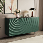 Load image into Gallery viewer, 62.4" Modern Ripple Design Green Sideboard with Black Stone Top