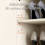 Load image into Gallery viewer, 62.9'' Modern White Shoe Cabinet with Large Storage Multi-Layer Entryway Organizer with Rounded Design