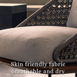 Load image into Gallery viewer, Modern Outdoor Lounge Chair with Handwoven Rope Backrest and Solid Wood Base