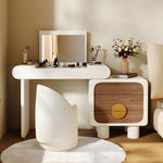 Load image into Gallery viewer, White Makeup Vanity Table with Mirror Stool Storage Cabinet