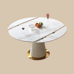 Load image into Gallery viewer, Luxury White & Gold Dining Suite Convertible Expandable Dining Table Contemporary Sideboard