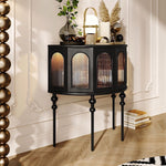 Load image into Gallery viewer, 31.2“ ”Solid Wood Curved Entryway Console Table with Glass Panel Doors