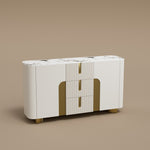 Load image into Gallery viewer, Sideboard Cabinet Modern Minimalist Ribbed Drawers Golden Base Marble Top Storage Unit