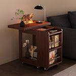 Load image into Gallery viewer, Modern Extendable Coffee Table with Storage Rolling Wooden Coffee Table with Swivel Casters and Shelves Multi-Functional Living Room Table