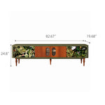 Load image into Gallery viewer, 82.6" Jungle Print Mid Century Wood TV Stand