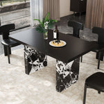 Load image into Gallery viewer, 54.6"/62.4" Modern Italian Dining Table Black Marble Base & Minimalist Luxury Design