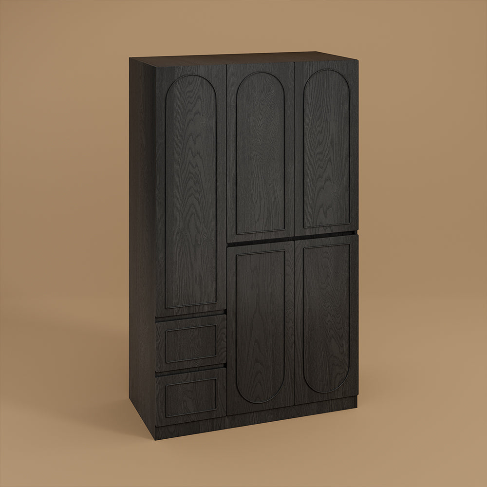Modern Black Three-Door Wardrobe with Drawers Eco-Friendly Design & Elegant Storage