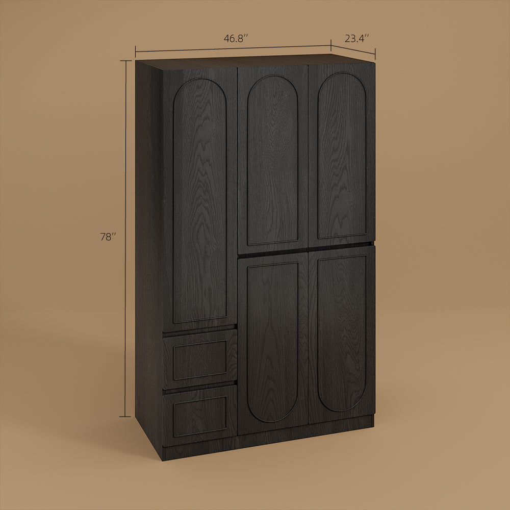Modern Black Three-Door Wardrobe with Drawers Eco-Friendly Design & Elegant Storage