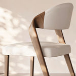 Load image into Gallery viewer, Modern Minimalist Dining Chair Set of 2 Elegant Cream Upholstery & Sculpted Wood Frame