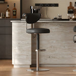 Load image into Gallery viewer, 1 Piece Modern Adjustable Bar Stool with Geometric Woven Velvet Upholstery and Stainless Steel Base