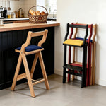 Load image into Gallery viewer, Modern Minimalist Counter Stool Solid Wood Bar Chair with Upholstered Seat 1 Piece