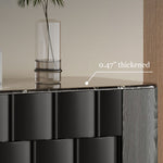 Load image into Gallery viewer, 59" Modern Black Geometric Sideboard Cabinet with Sculpted Front Panels