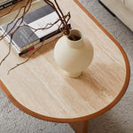 Load image into Gallery viewer, 46.8'' Modern Sculptural Oval Coffee Table with Geometric Cutout Base Contemporary Accent Table for Living Room