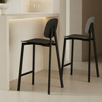 Load image into Gallery viewer, Modern Minimalist Bar Stool Black Metal Counter Chair with White Curved Backrest 1 Piece