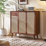 Load image into Gallery viewer, 43.3'' Modern Rattan Shoe Cabinet with Woven Doors and Storage Shelves