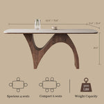 Load image into Gallery viewer, Modern Dining Table with Marble-Like Stone Top and Sculptural Wooden Base
