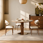 Load image into Gallery viewer, 31.49" Modern Round Dining & Meeting Table with Sculptural Wood Pedestal Base