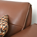 Load image into Gallery viewer, Modern Genuine Leather Sofa Warm Brown Upholstered Couch Three Seater Living Room Sofa with Wide Seat and Clean Lines