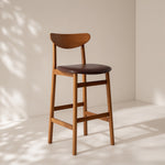 Load image into Gallery viewer, Modern Solid Wood Bar Stool with Upholstered Seat Minimalist Counter Chair 1 Piece