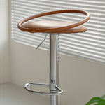 Load image into Gallery viewer, Modern Swivel Adjustable Bar Stool Set of 2 Brown Upholstered Seats Stainless Steel Base