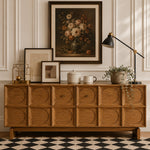 Load image into Gallery viewer, 62.99" Rustic Media Console with Circular Textured Doors and Concealed Storage and Cable Cutouts