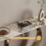 Load image into Gallery viewer, Elegant Heart-Shaped Base Console Table in Gold with Marble Top