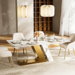 Load image into Gallery viewer, Elegant Marble Dining Table with Gold Accents