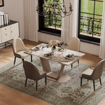 Load image into Gallery viewer, 58"-81" Extendable Dining Table with Modern Patterned Stone Top
