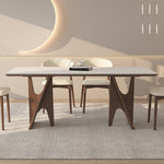 Load image into Gallery viewer, Modern Dining Table White Rock Slab Top Solid Wood Base