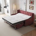Load image into Gallery viewer, Convertible sofa bed partially opened showing built-in mattress for sleeping comfort