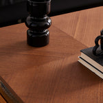 Load image into Gallery viewer, 29'' Square Walnut Coffee Table with Built-In LED Display Shelf