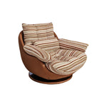 Load image into Gallery viewer, Striped Swivel Lounge Chair with Tan Faux Leather Shell