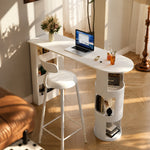 Load image into Gallery viewer, Multi Function White Sofa Side Bar Table with Layered Storage Space