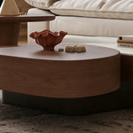 Load image into Gallery viewer, Modern Sculptural Coffee Table Walnut Wood Grain Marble Top Irregular Center Table