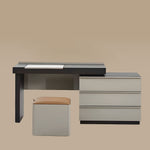 Load image into Gallery viewer, Gray Makeup Vanity Table with Mirror and Stool Storage Drawers