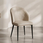 Load image into Gallery viewer, Contemporary Faux Leather Dining Chair with Curved Back Upholstered Seat Black Metal Legs 1 Piece