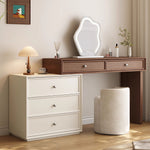 Load image into Gallery viewer, Solid Wood Vanity Desk with Side Cabinet and Upholstered Stool