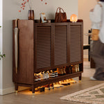 Load image into Gallery viewer, 31.4''/47.2'' Modern Wooden Shoe Cabinet with Louvered Doors Large Capacity Entryway Storage Organizer