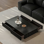 Load image into Gallery viewer, 55.1" Modern Black Coffee Table with Storage Drawers Wooden Center Table Minimalist Living Room Furniture