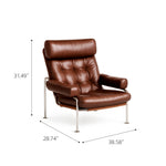 Load image into Gallery viewer, Mid-Century Brown Faux Leather Tufted Lounge Chair with Chrome Frame