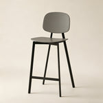 Load image into Gallery viewer, Modern Minimalist Bar Stool Black Metal Counter Chair with White Curved Backrest 1 Piece