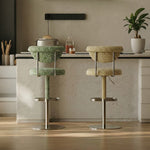 Load image into Gallery viewer, 1 Piece Modern Adjustable Bar Stool with Geometric Woven Velvet Upholstery and Stainless Steel Base