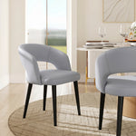 Load image into Gallery viewer, Modern Hollow Back Grey Faux Leather Padded Seat Contemporary Dining Chair 1 Piece