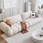 Load image into Gallery viewer, Modern Channel-Tufted Snow Velvet Sofa with Latex Cushioning