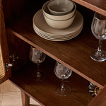 Load image into Gallery viewer, 59'' Mid-Century Modern Rattan Door Sideboard Cabinet Solid Wood Buffet Storage Console for Dining Room & Living Room